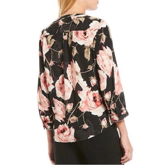 Karl Lagerfeld Black and Pink/Cream Floral Top - Picture 1 of 5